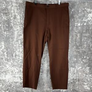 H&M Size‎ XL Regular Fit Flat Front Pants Brown Button Zip Pockets Stretch